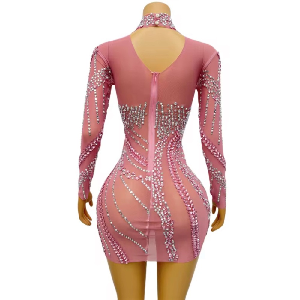 Elegant Pink Embellished Dress - Picture 4 of 11